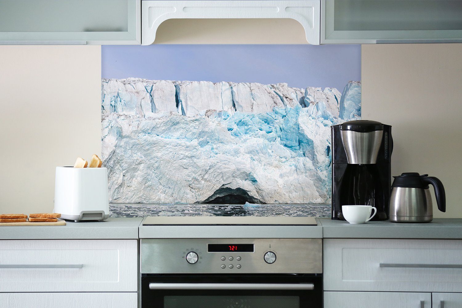 (1-tlg) Küchenrückwand arktischen im Wallario Meer, Gletscher