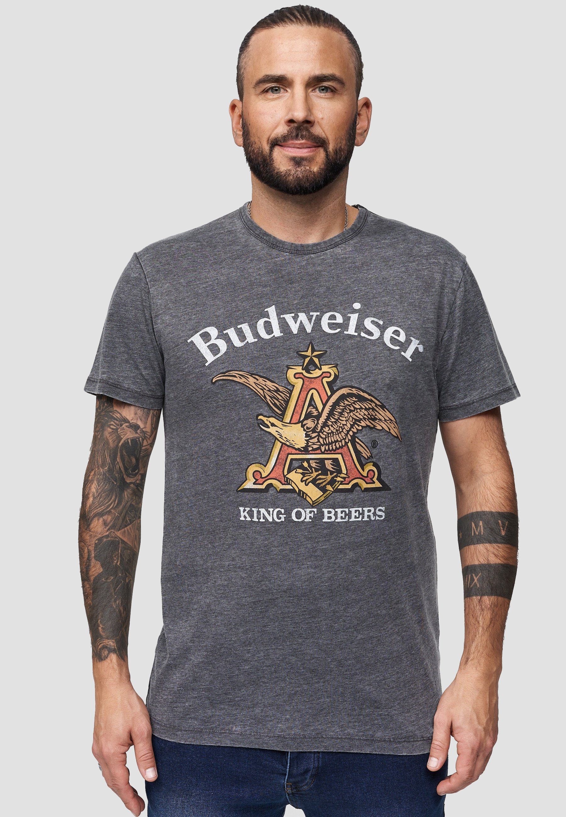 Recovered T-Shirt Budweiser Eagle GOTS zertifizierte Bio-Baumwolle