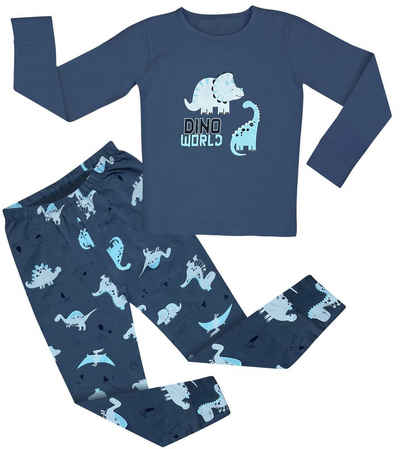 LOREZA Pyjama »Jungen zweiteiliger Schlafanzug Langarm Baumwolle« (Set, 2 tlg)