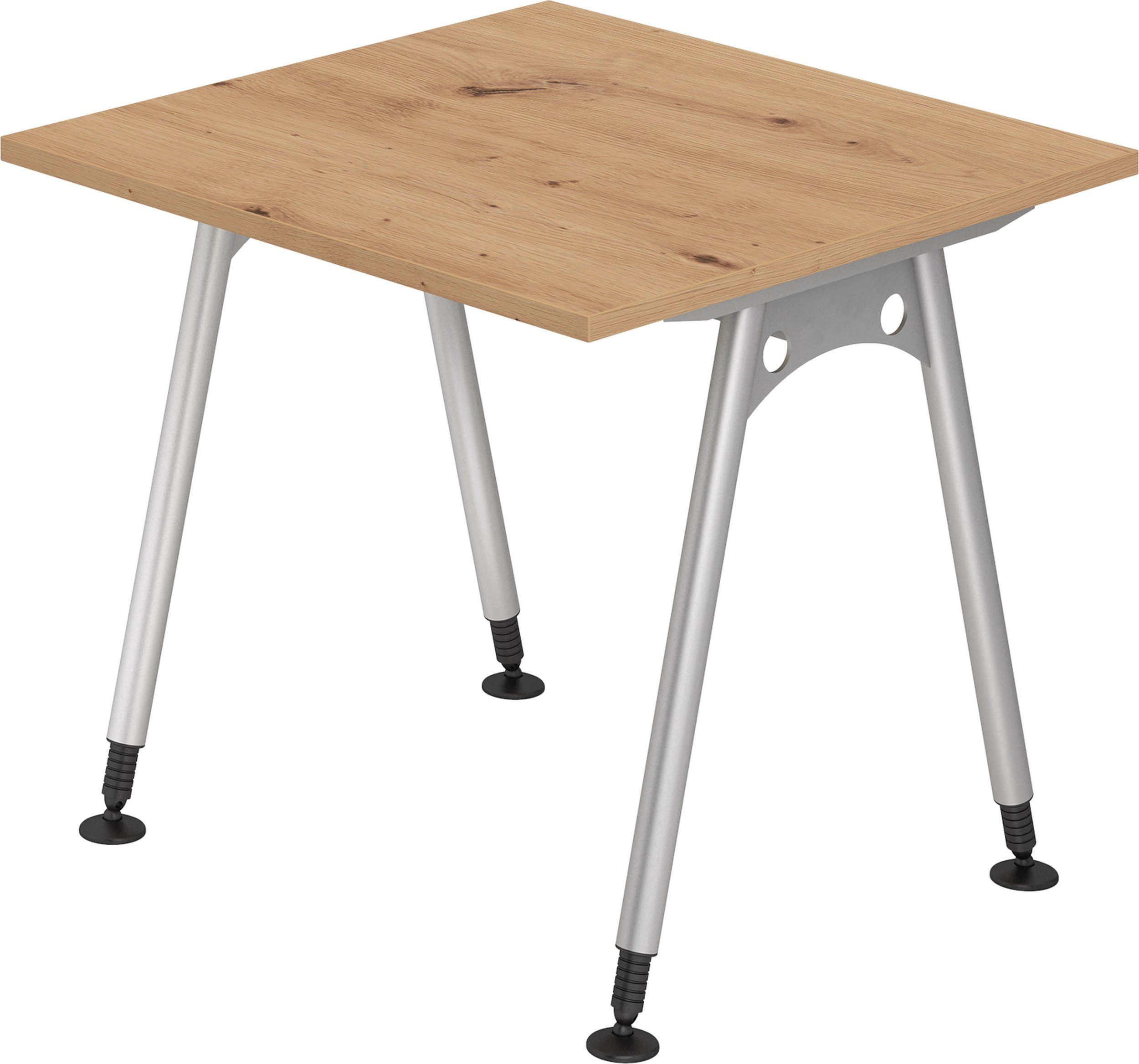 bümö Schreibtisch Schreibtisch Serie-A, Quadrat: 80 x 80 cm - Dekor: Asteiche