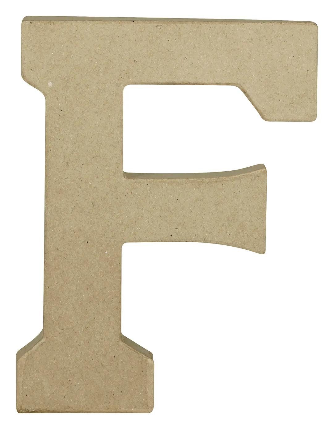 Papierdekoration 3x Pappmaché Kraft, Großbuchstabe F 20cm - Kartonbraun AC857C