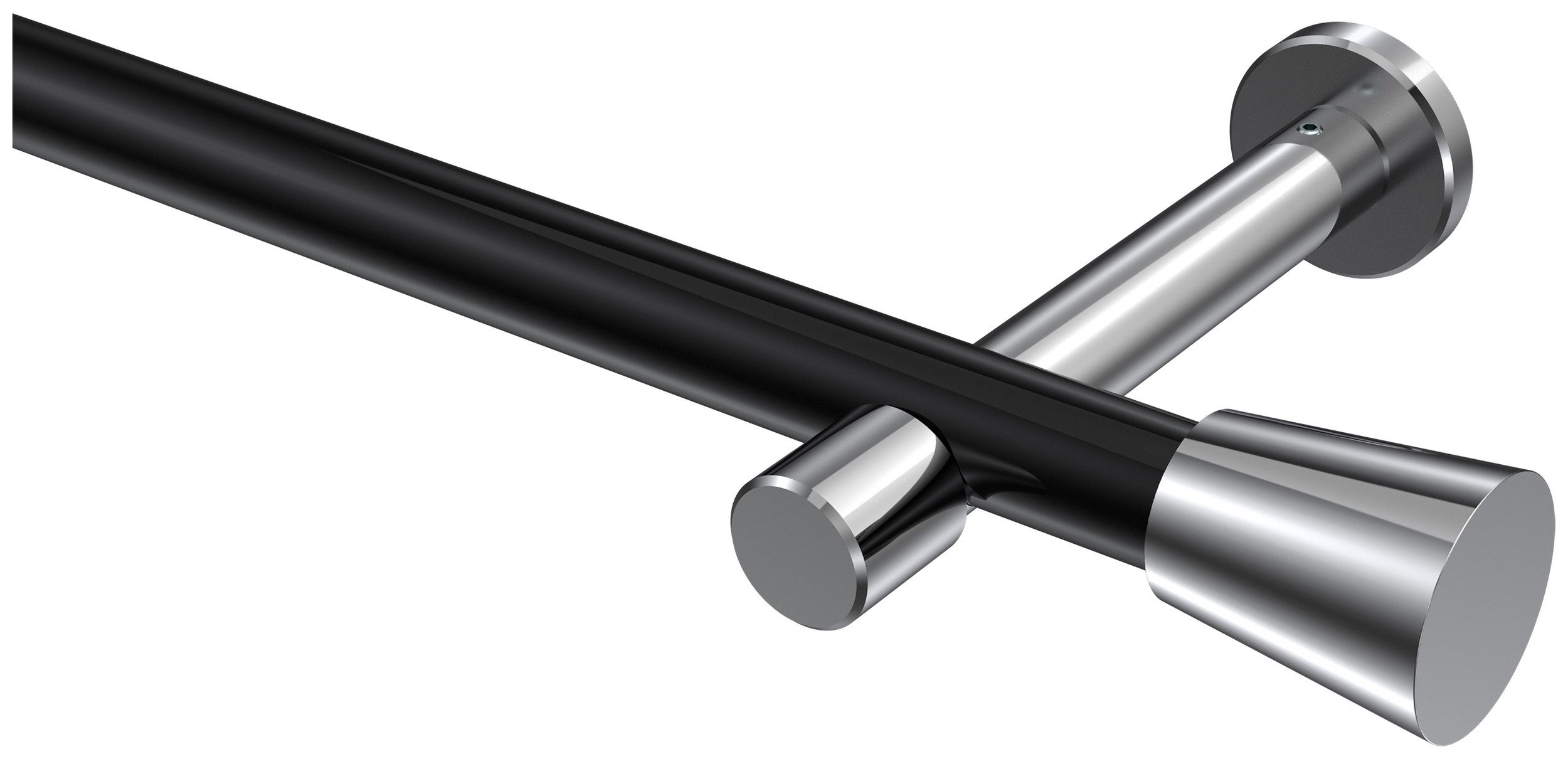 INTERDECO Gardinenstange Prestige Sitra, Ø 20 mm, 1-läufig, Fixmaß, kürzbar, Wandmontage, Deckenmontage, Metall, Schwarz / Chrom / Bicolor