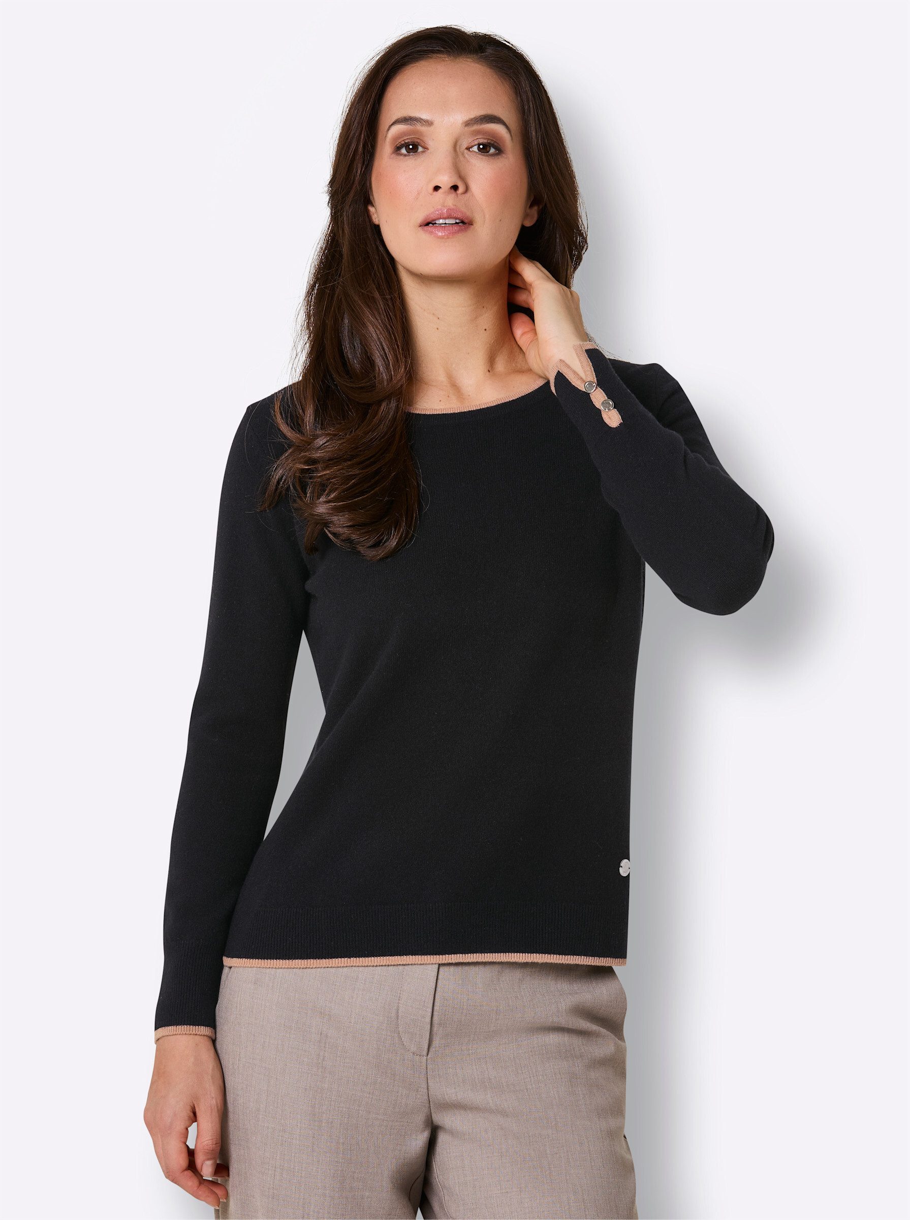 creation L Strickpullover Merino-Pullover Langarm Feinstrick