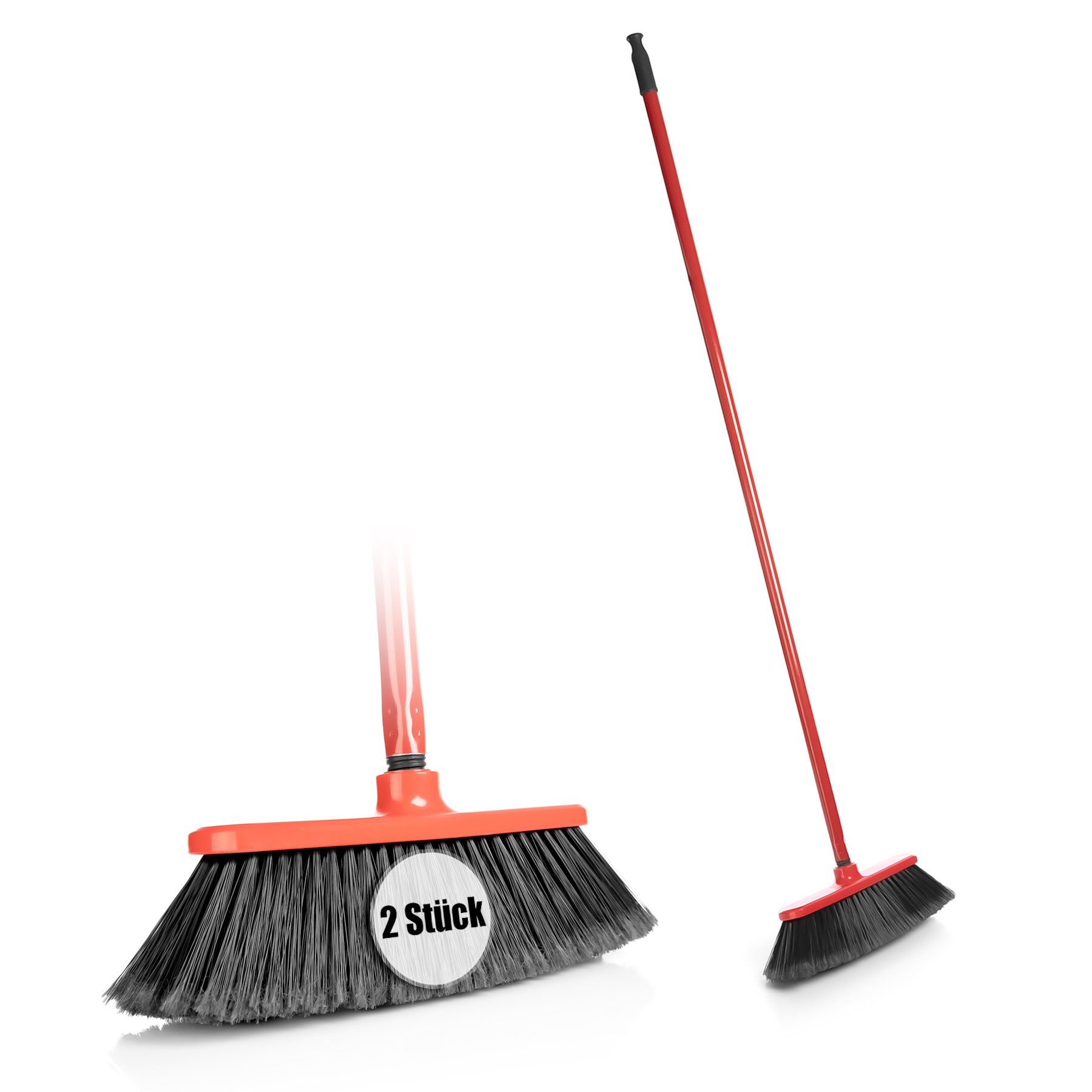 BigDean Метла для пыли 2 Stück Веники mit Stiel aus Kunststoff– indoor Kehrbesen mit 120 cm (2-St)