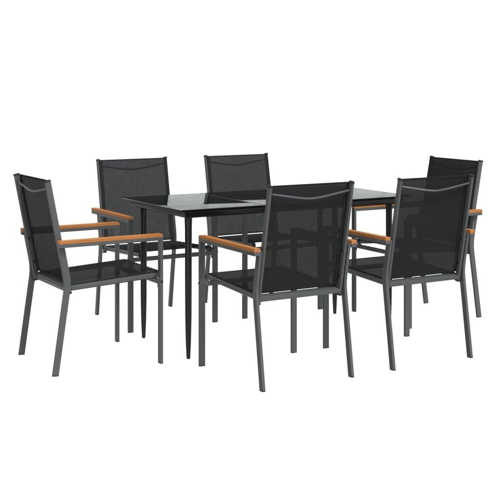 vidaXL Garten-Essgruppe 7-tlg. Garten-Essgruppe Schwarz Textilene günstig online kaufen
