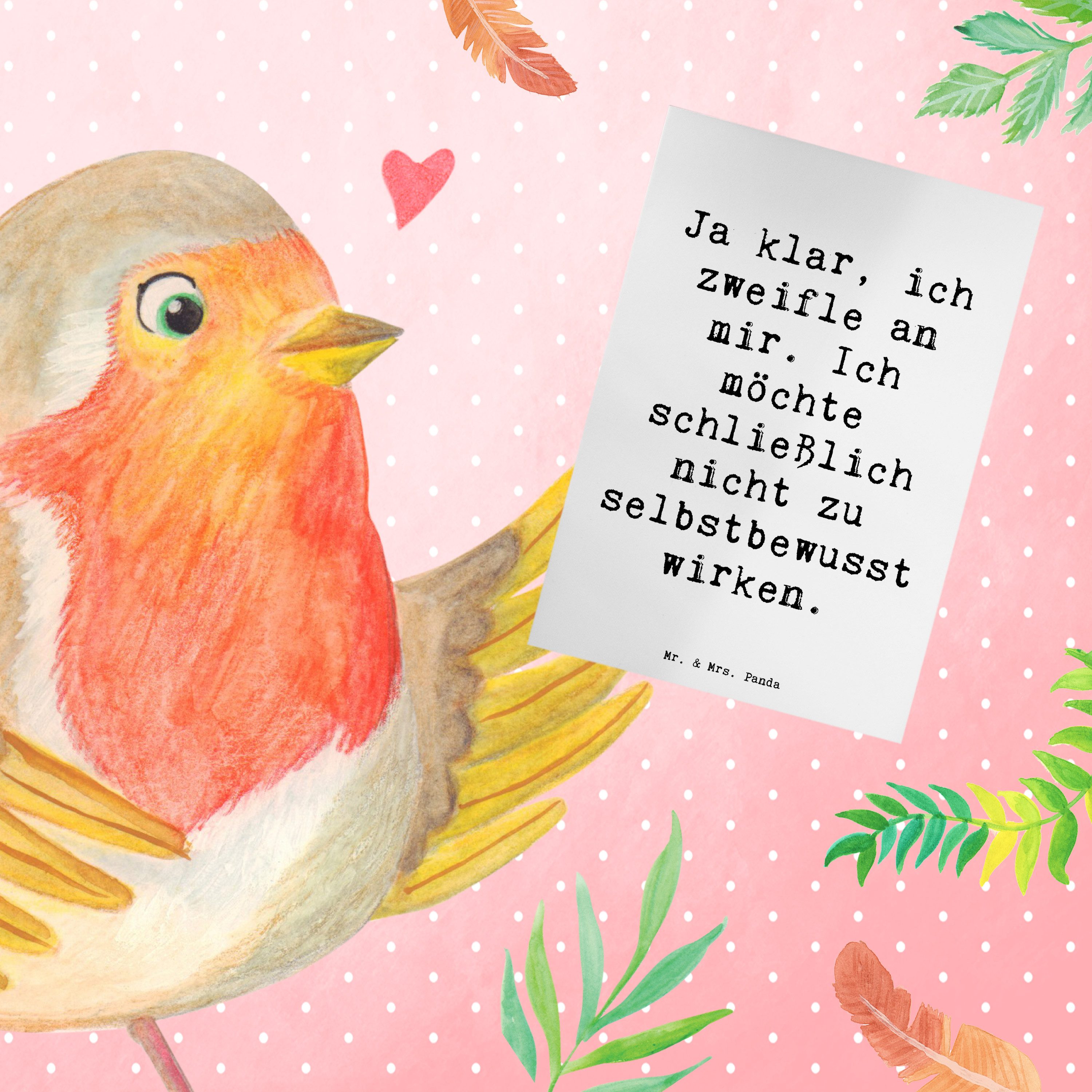 Thumbnail - Mr. & Mrs. Panda Grußkarte Spruch Selbstzweifel Charm - Weiß - Geschenk, Zweifeln, Glückwunschka