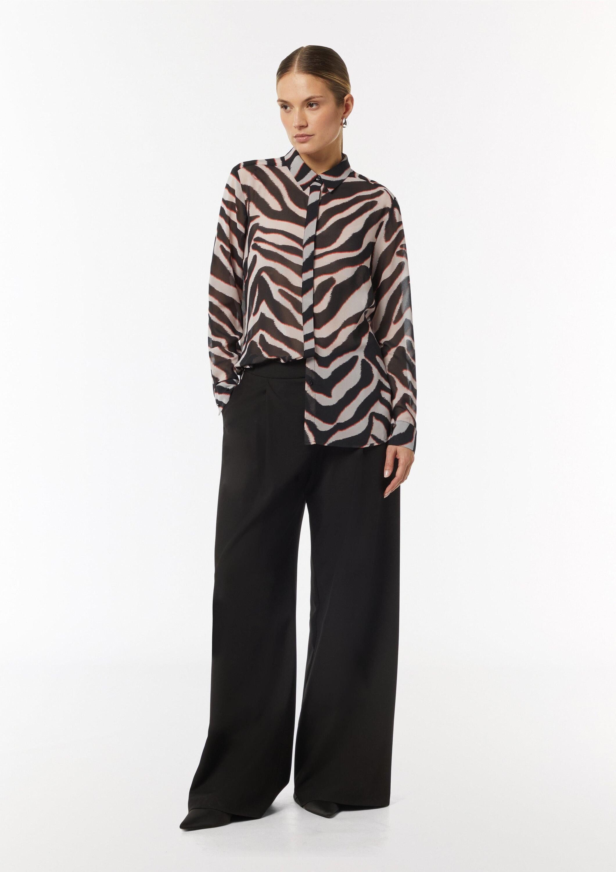 comma Langarmbluse Bluse Chiffon-Bluse mit Hemdkragen