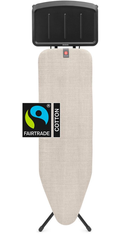 Brabantia Bügelbrett Bügeltisch B, 124 x 38 cm, Dst-Ablage Solide, Bügelfläche 124x38 cm, Fairtrade-zertifiziert