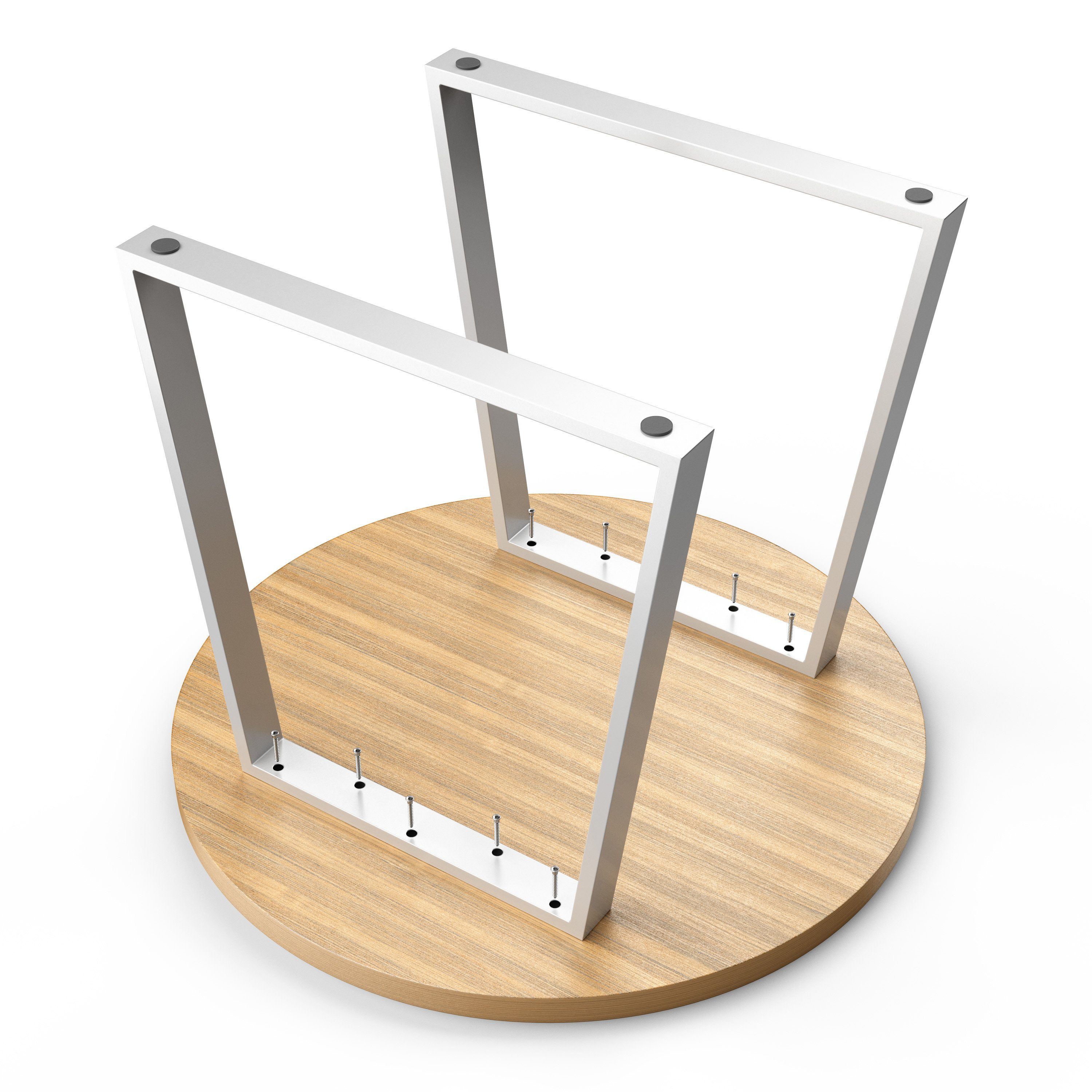 x Trapez (2-St), 60mm in Stahl sossai® Weiß Tischkufen Rahmen: Breit Tischgestell 50cm 70cm