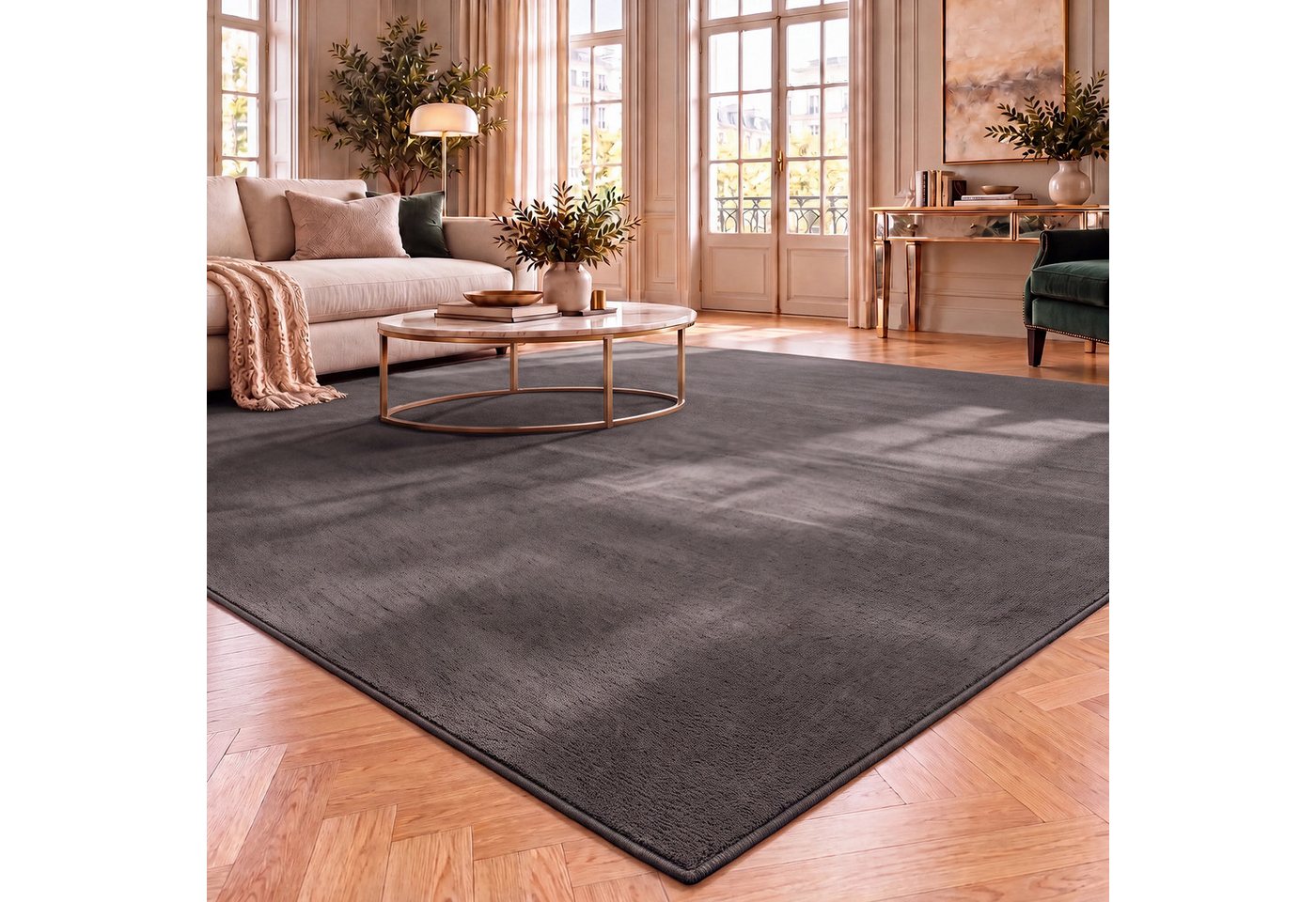 Vimoda Teppich Cozy Kurzflor Teppich – Angenehm warm & weich, waschbar & rutschfest, Rechteck, Höhe: 10 mm, Fellteppich Uni, Wohnzimmer, Schlafzimmer, kinderzimmer