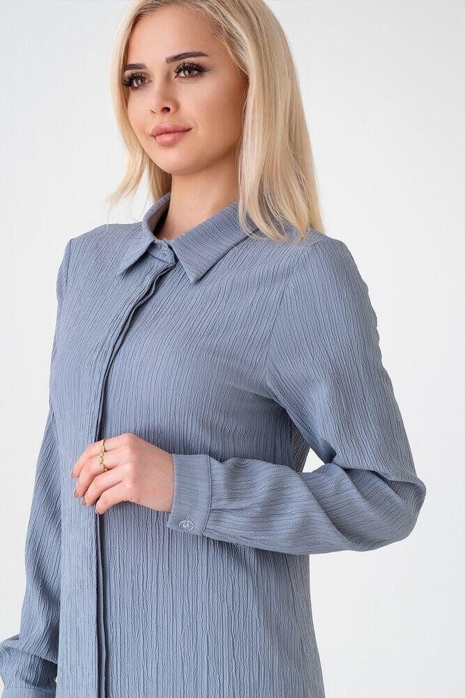 fashionshowcase Longtunika Damen Crinkle lange Tunika verdeckte Knopfleiste Modest elegant Crinkle-Struktur, fließender Fall, Seitenschlitze, vielseitig tragbar