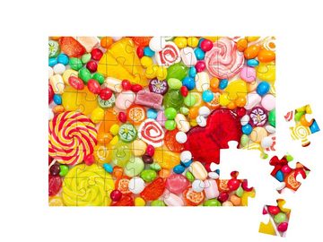 puzzleYOU Puzzle Bunte Lutscher und verschiedenfarbige Bonbons, 48 Puzzleteile, puzzleYOU-Kollektionen Süßigkeiten