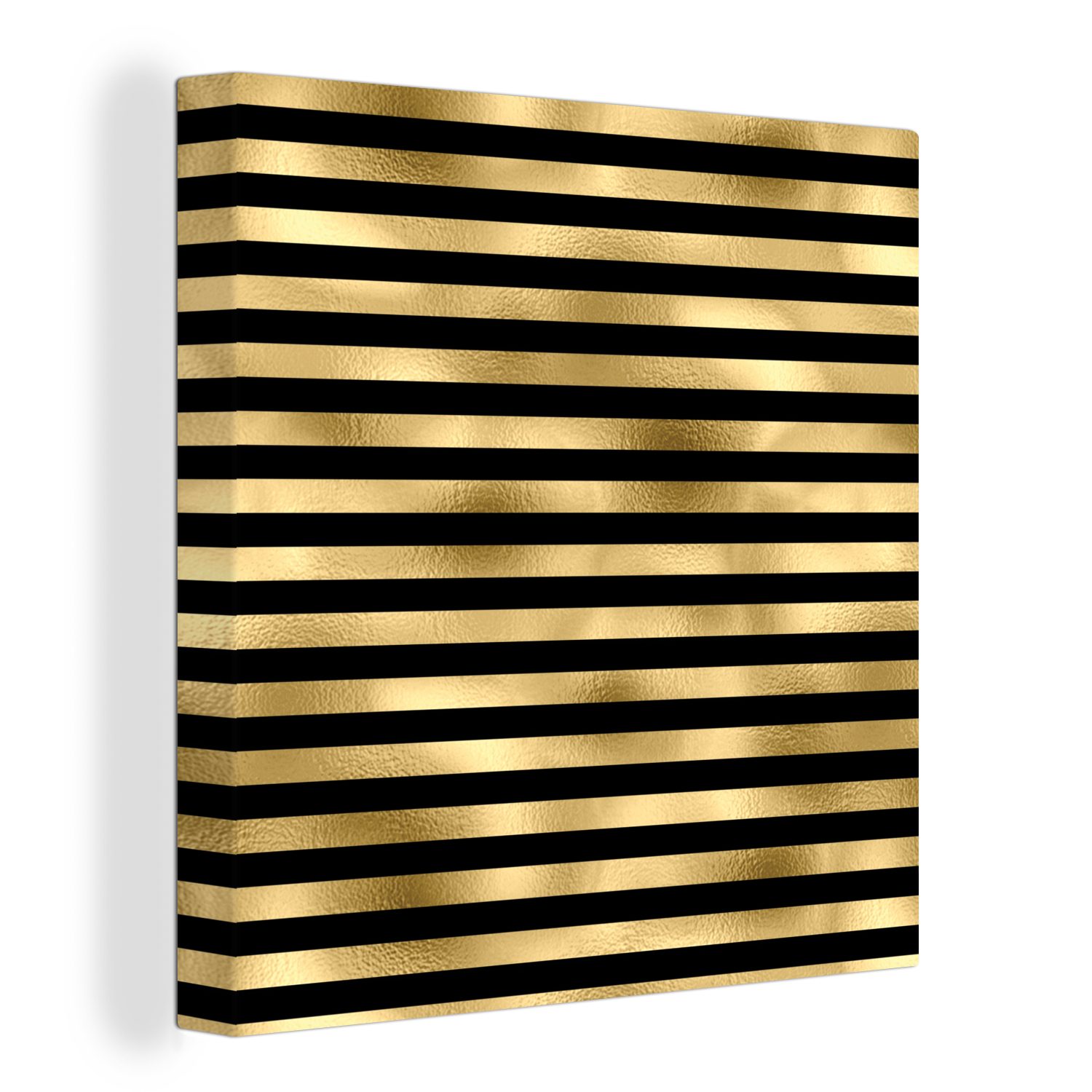 OneMillionCanvasses® Leinwandbild Muster - Schwarz - Gold, (1 St), Leinwand Bilder für Wohnzimmer Schlafzimmer