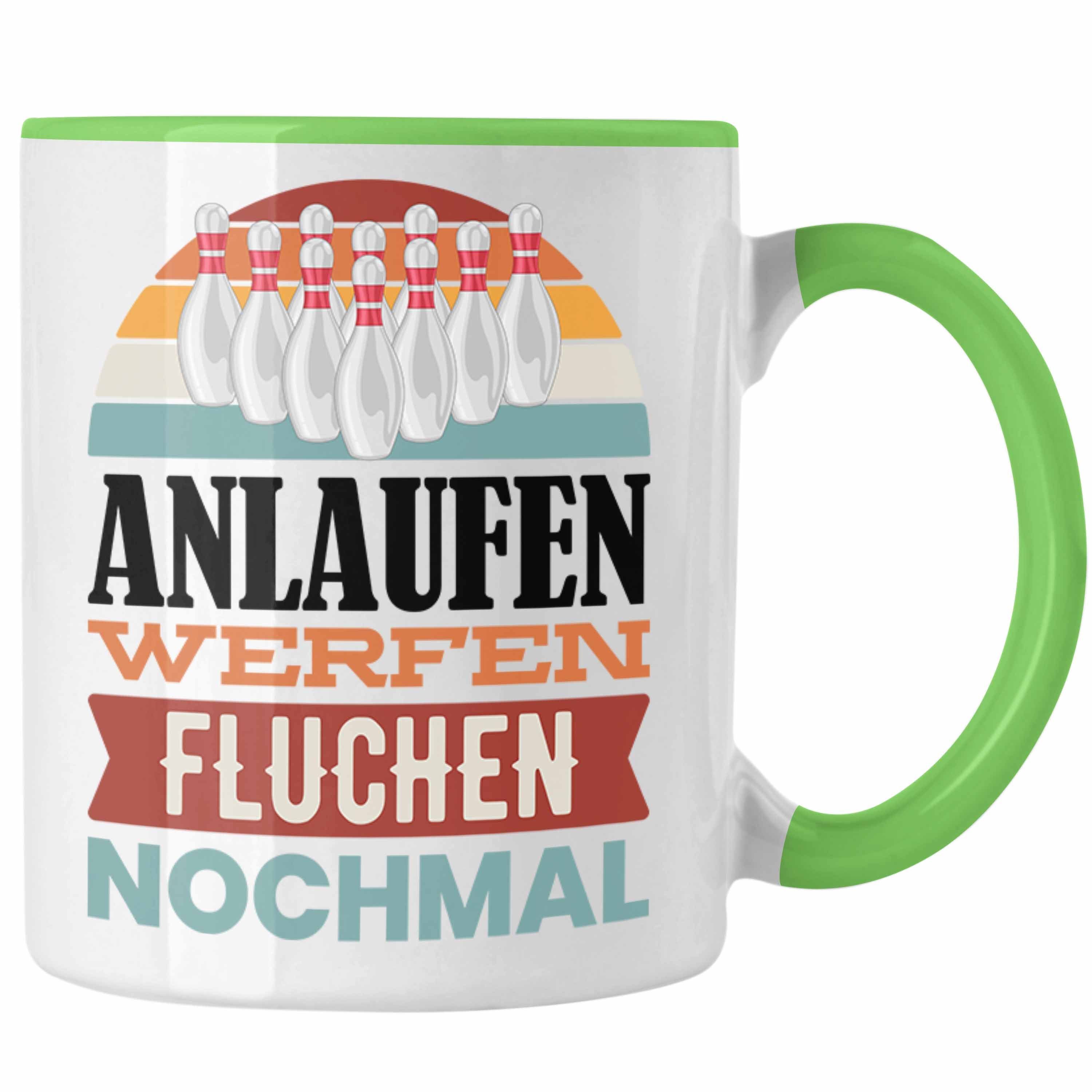 Trendation Tasse Trendation - Anlaufen Fluchen Spruch Kegeln Lustiger Geschenk Meister Tasse GEschenkidee Nochmal Bowling Grün Werfen Bowling