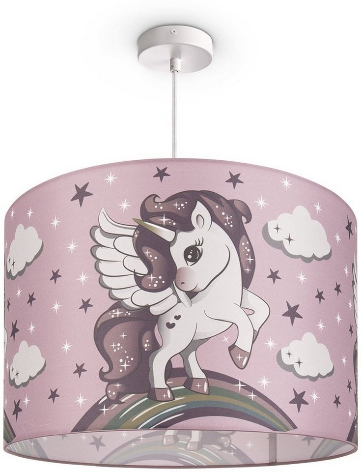 Paco Home Pendelleuchte Cosmo 213, ohne Leuchtmittel, Kinderlampe  Deckenlampe LED Kinderzimmer Lampe Mit Einhorn, E27