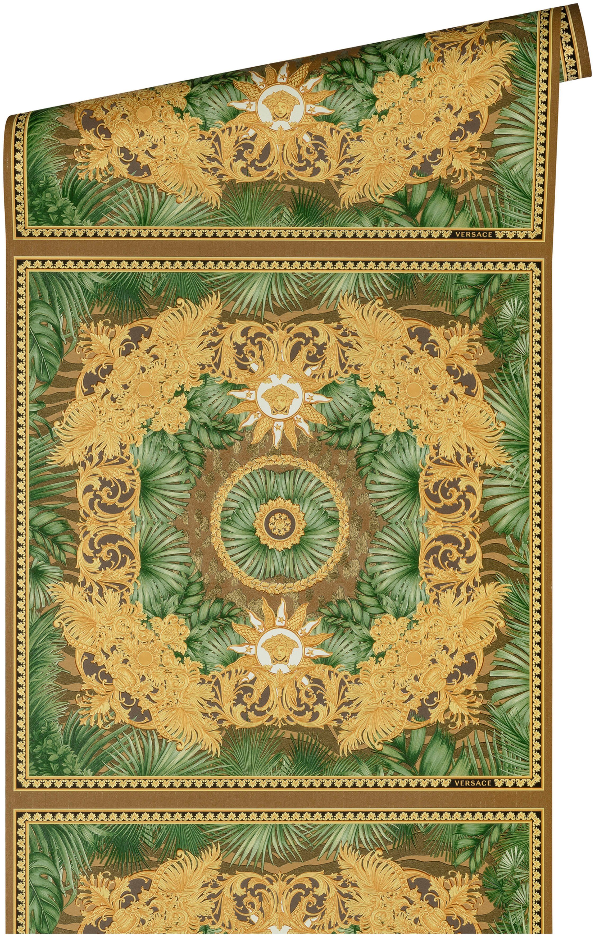 Versace Vliestapete Wallpaper Versace 5 Design, leicht strukturiert, leicht glänzend, abstrakt, gemustert, (1 St), Dschungel auffallende Fliesen-Tapete Tapeten Wohnzimmer Schlafzimmer