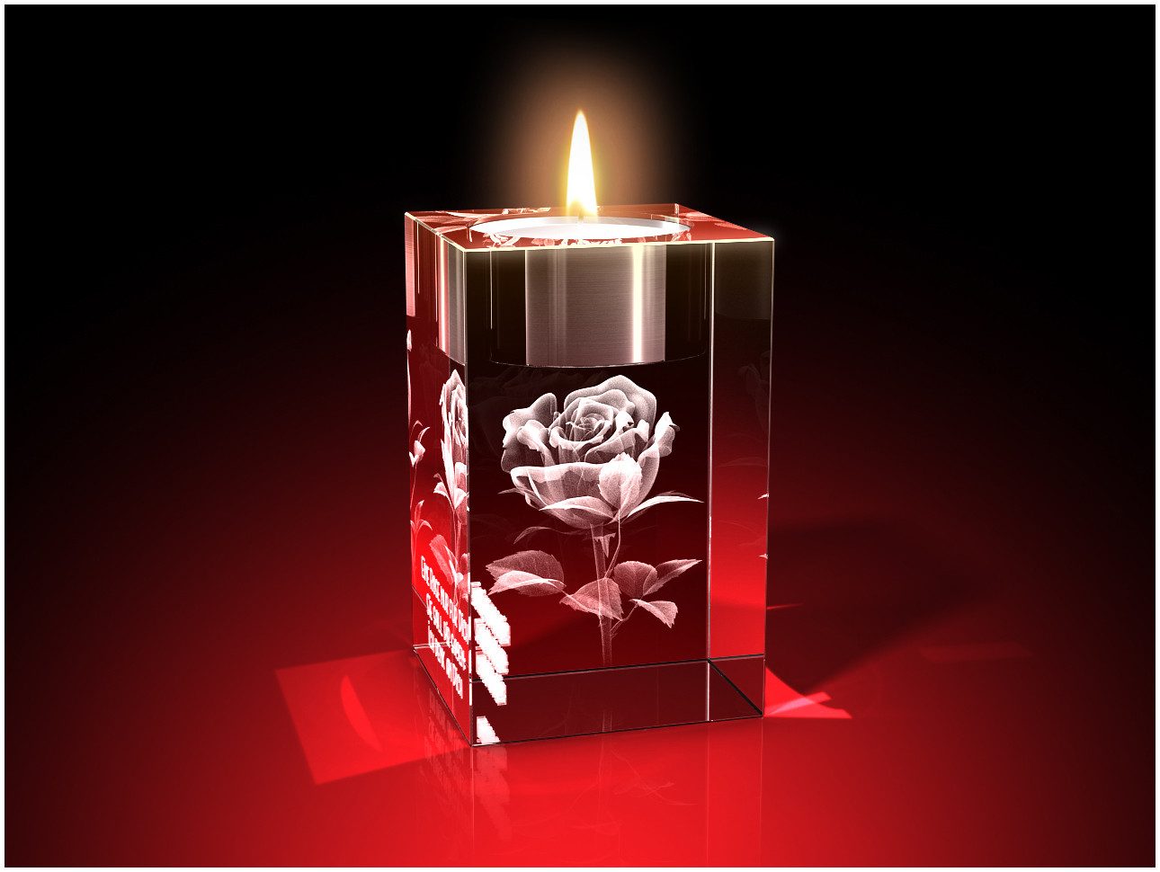 GLASFOTO.COM Teelichthalter Valentinstag, Rose + Ich denk an dich günstig online kaufen