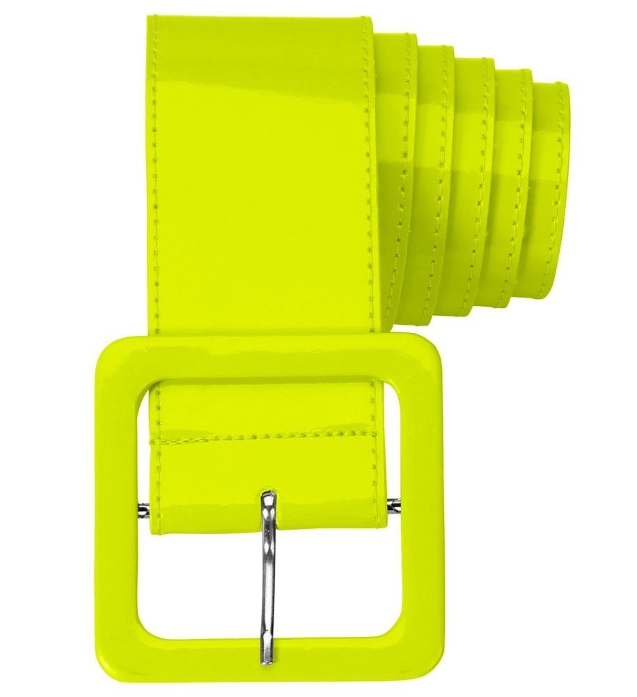 Kostüm Neon Lack Gürtel für Damen 124,0 x 5,5 cm - Gelb