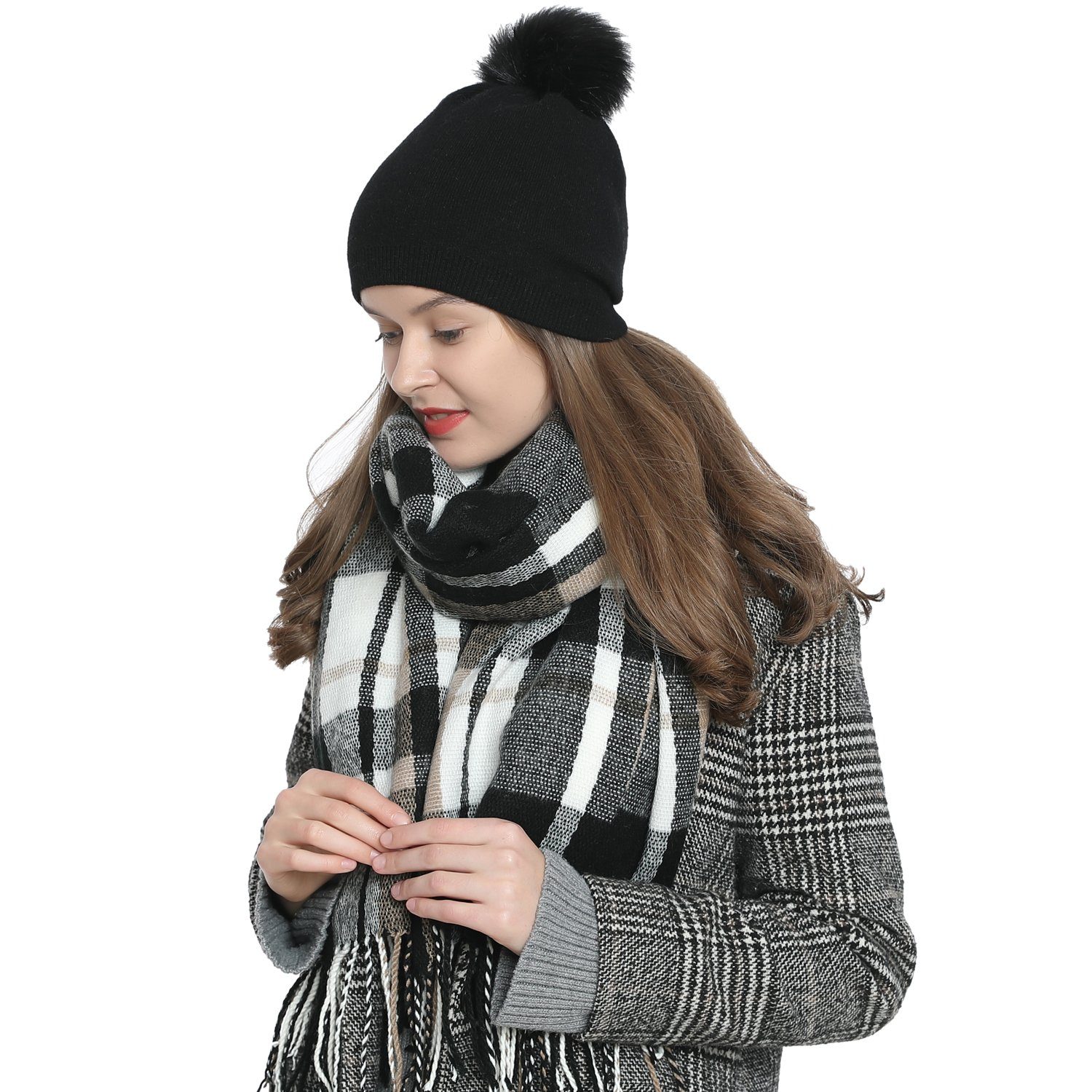 Bommel abnehmbaren mit Beanie (Packung, Mütze Wintermütze, DonDon Wintermütze schwarz 1-St)