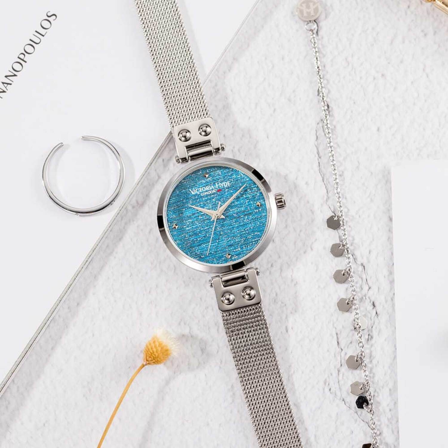 Victoria Hyde Quarzuhr Quarzuhr Edelstahlband, Zirkonia-Kristalle, neue Kollektion Mesh-Armband, (1-tlg., Kein Set)