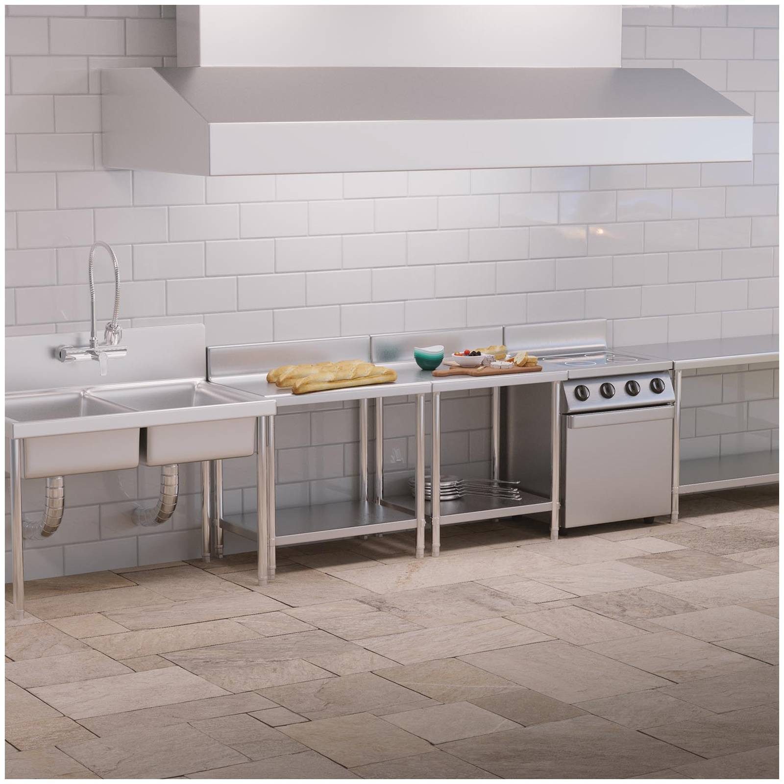 Royal Catering Arbeitstisch 80 x 60cm Edelstahltisch mit Aufkantung Edelstahl Zerlegetisch Gastro, verschiedene Größen – Bild 4 von 5