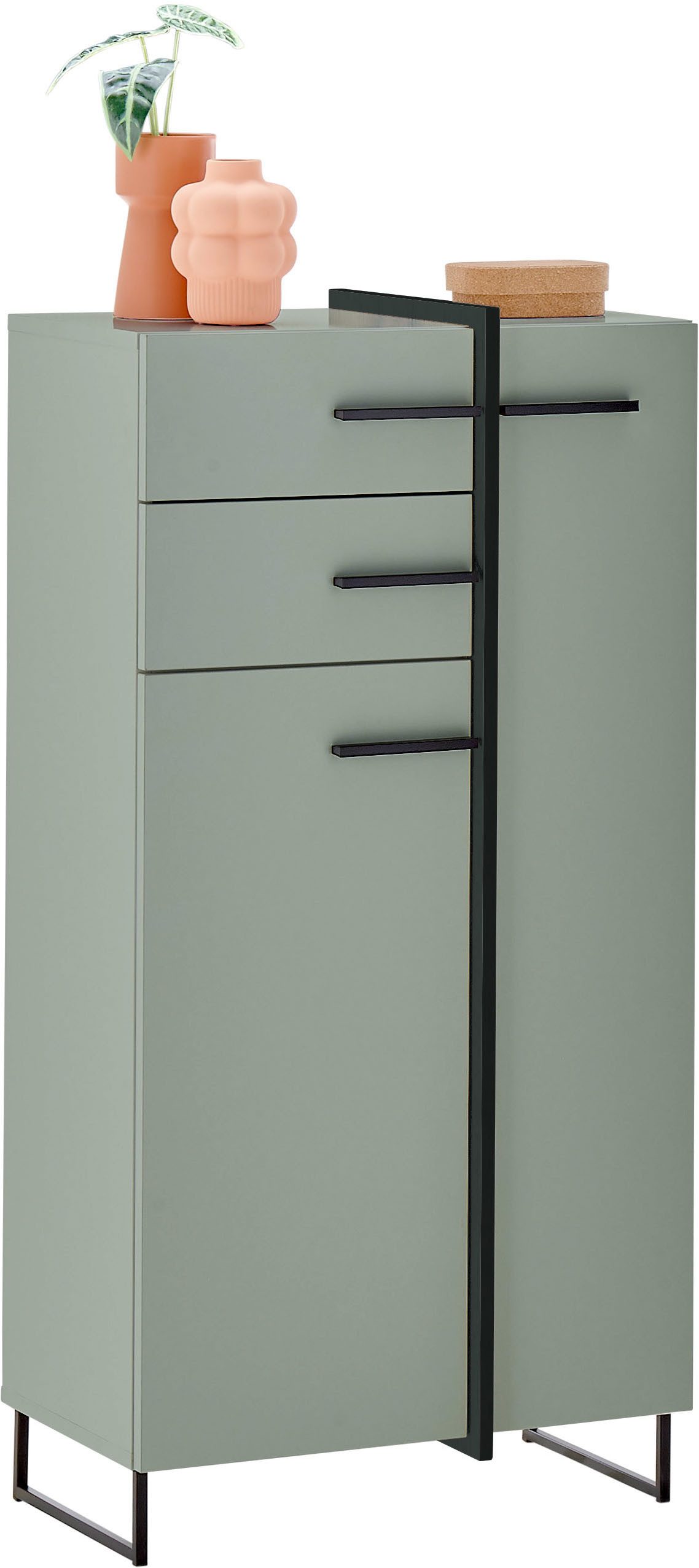 BASIC by Balculina Midischrank Palermo, BxHxT 60x119x35 cm (1-St) Breite 60cm, Softclose, Metallfüße
