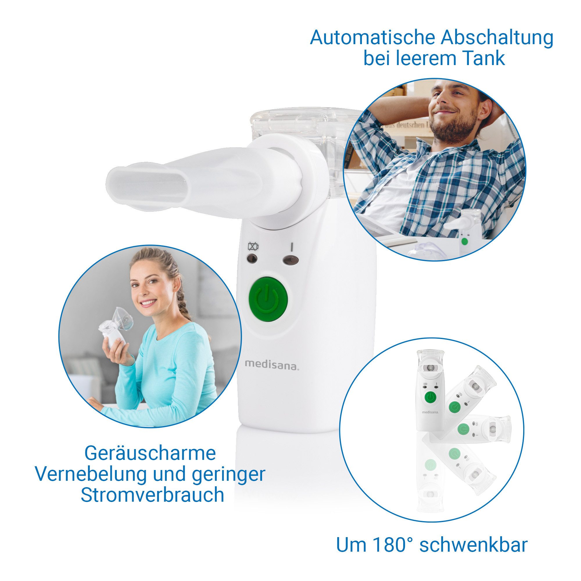 medisana Inhalationsgerät IN 525, Mikro-Membran-Vernebelung, Behandlung der Atemwege + Zubehör