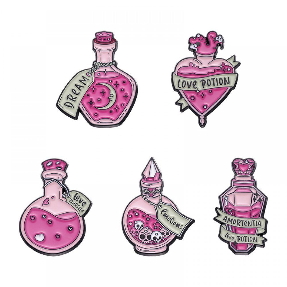Invanter Brosche Neue Cartoon Lila Serie Magic Trank Drifting Flasche Abzeichen Rosa