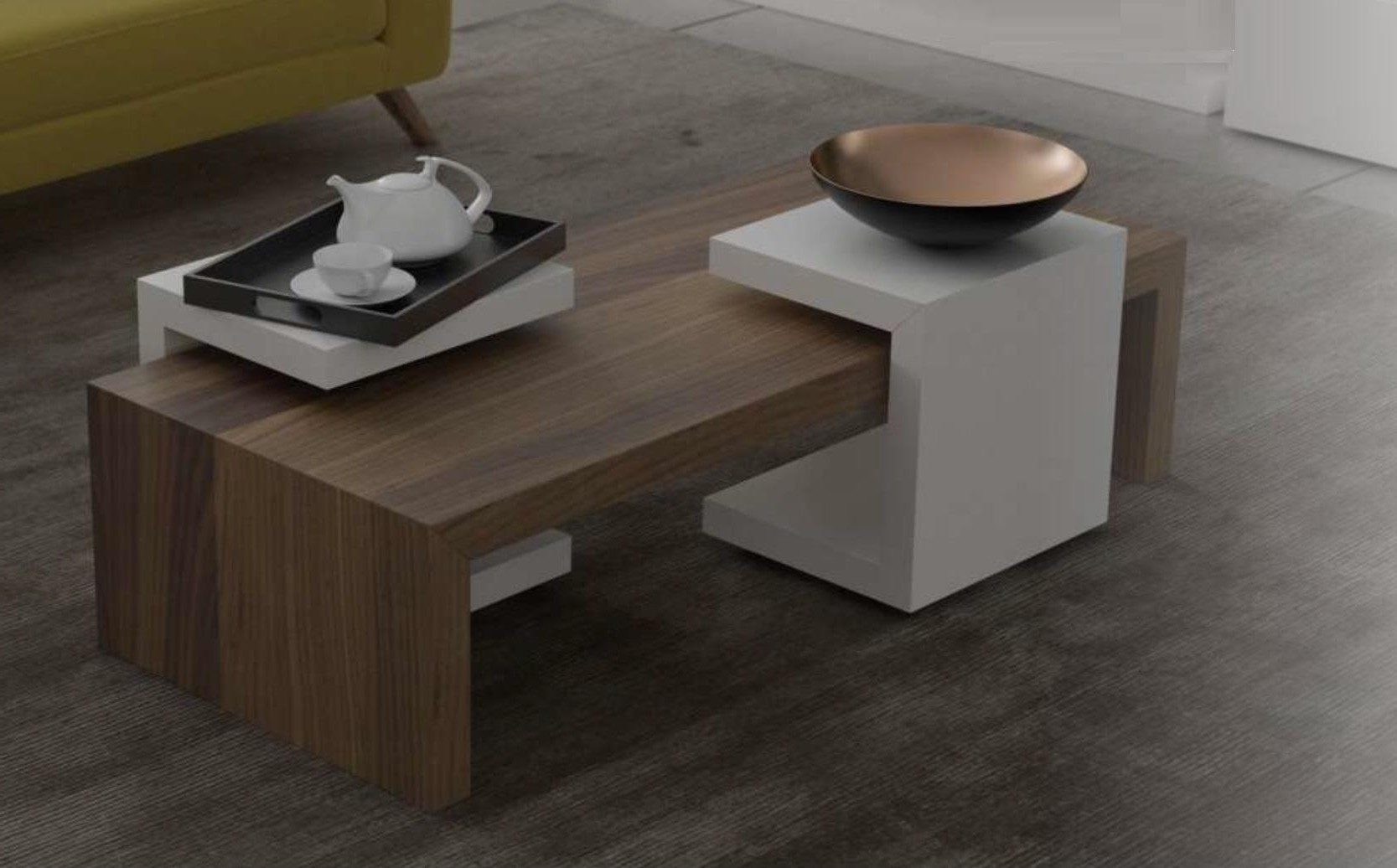Xlmoebel Couchtisch Walnuss Beistelltisch Set für modernes Wohnzimmer (Set, 1-St), Made in Europa
