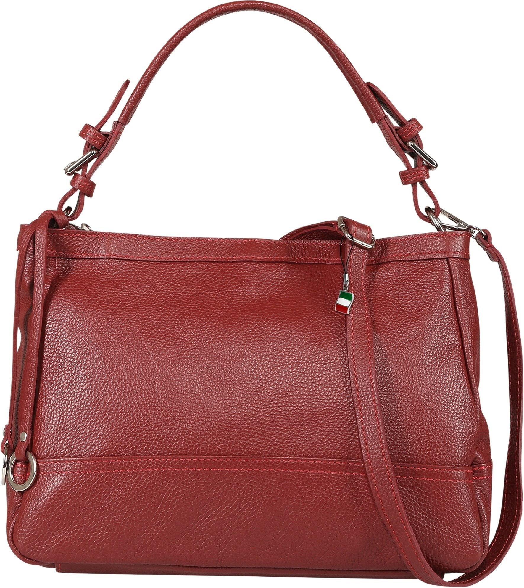 FLORENCE Schultertasche Florence Damen Schultertasche Hobo Bag (Schultertasche), Damen Schultertasche Leder, dunkelrot ca. 26cm hoch