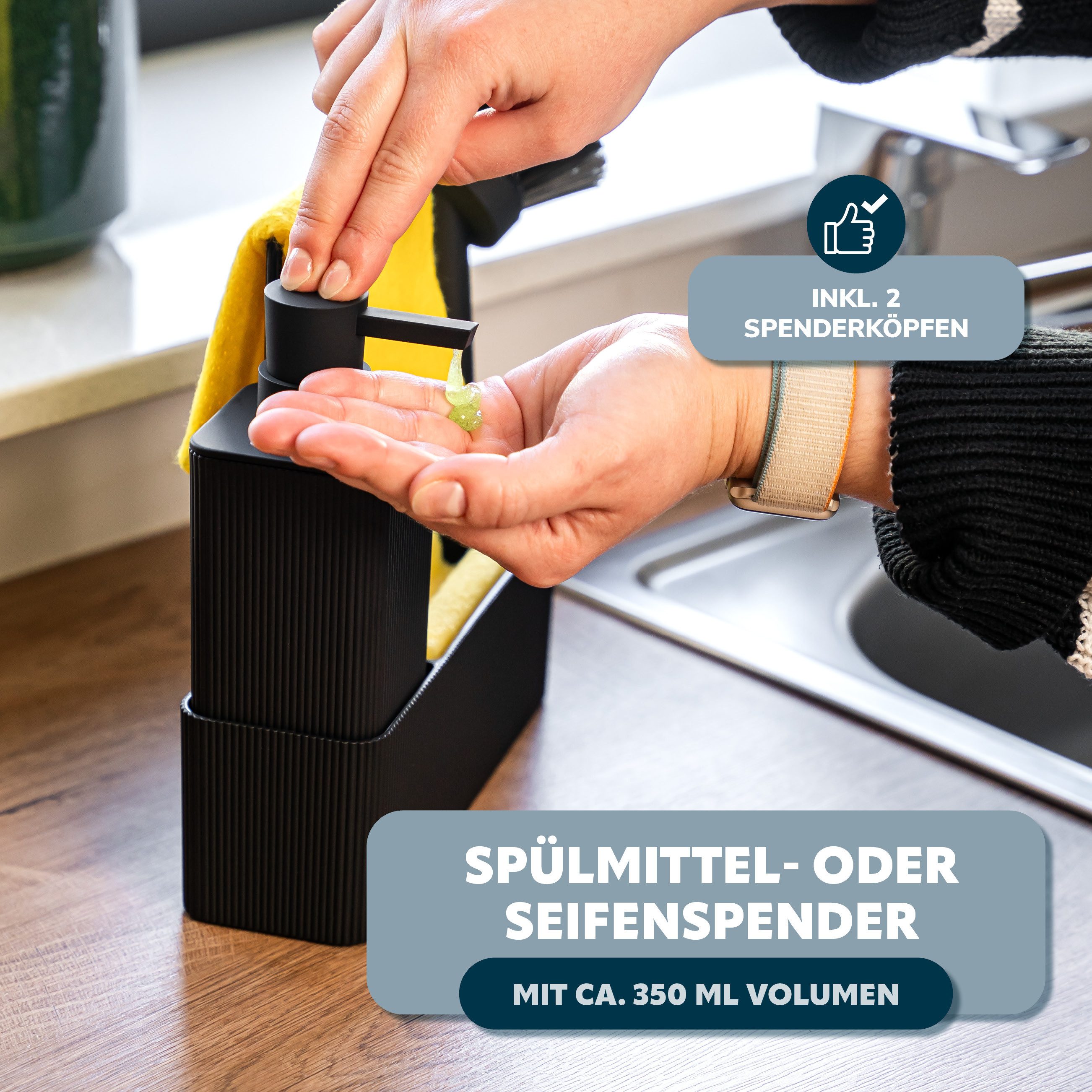 eluno Seifenspender Spülbecken Organizer ca. 20,5 x 22,5 x 6,5 cm (B/H/T) – Bild 4 von 5