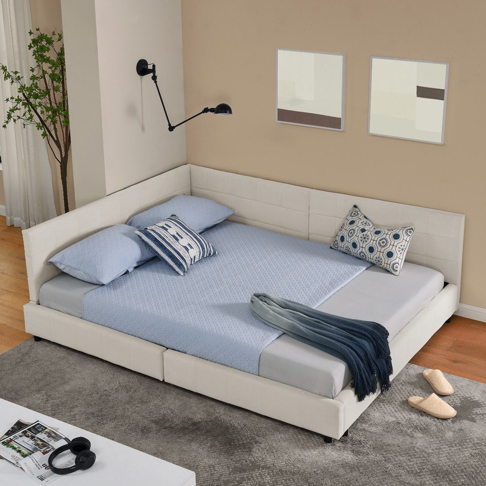 OKWISH Polsterbett Polsterung, weiches Samt (Kinderbett mit Lattenrost, 1-tlg., 160*200 cm, mit Matratze (Schaummatratze), mit hoher Rückenlehne, Samtdesign