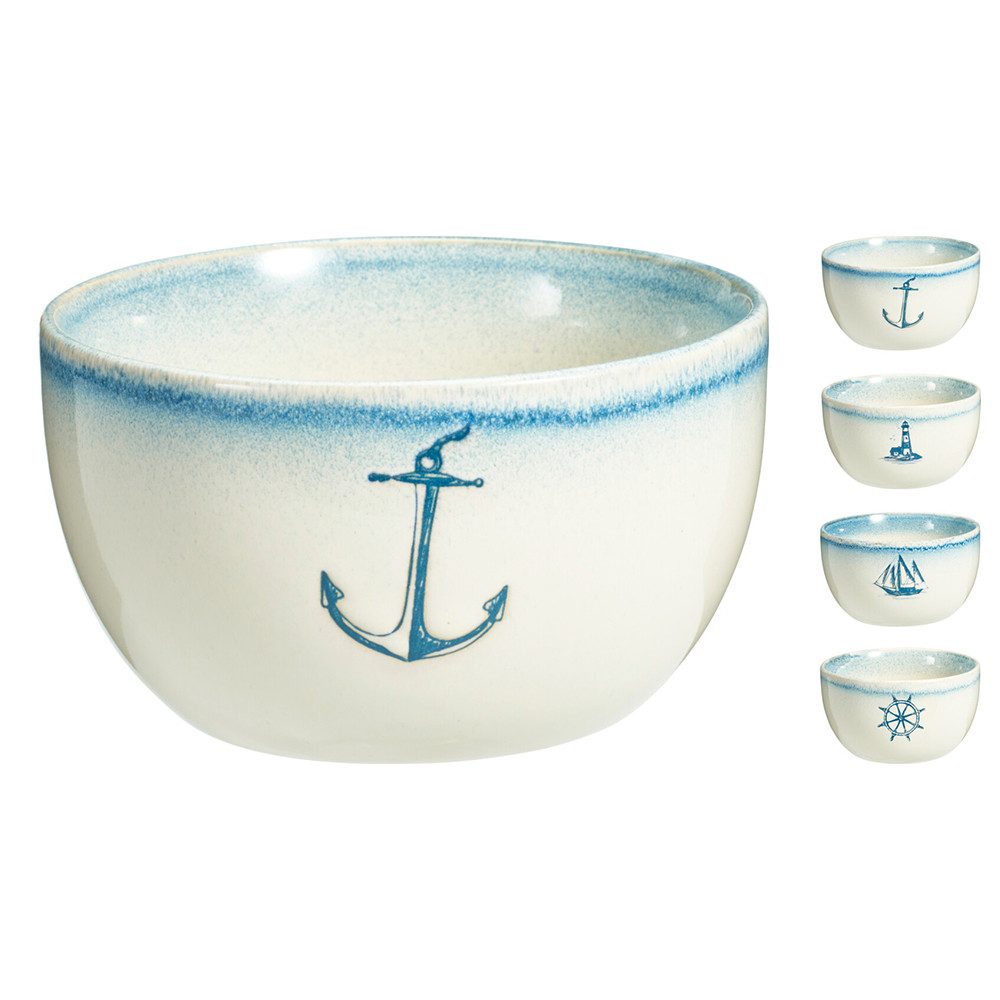 Koopman Dessertschale Maritime Schale 4er-Set, Porzellan
