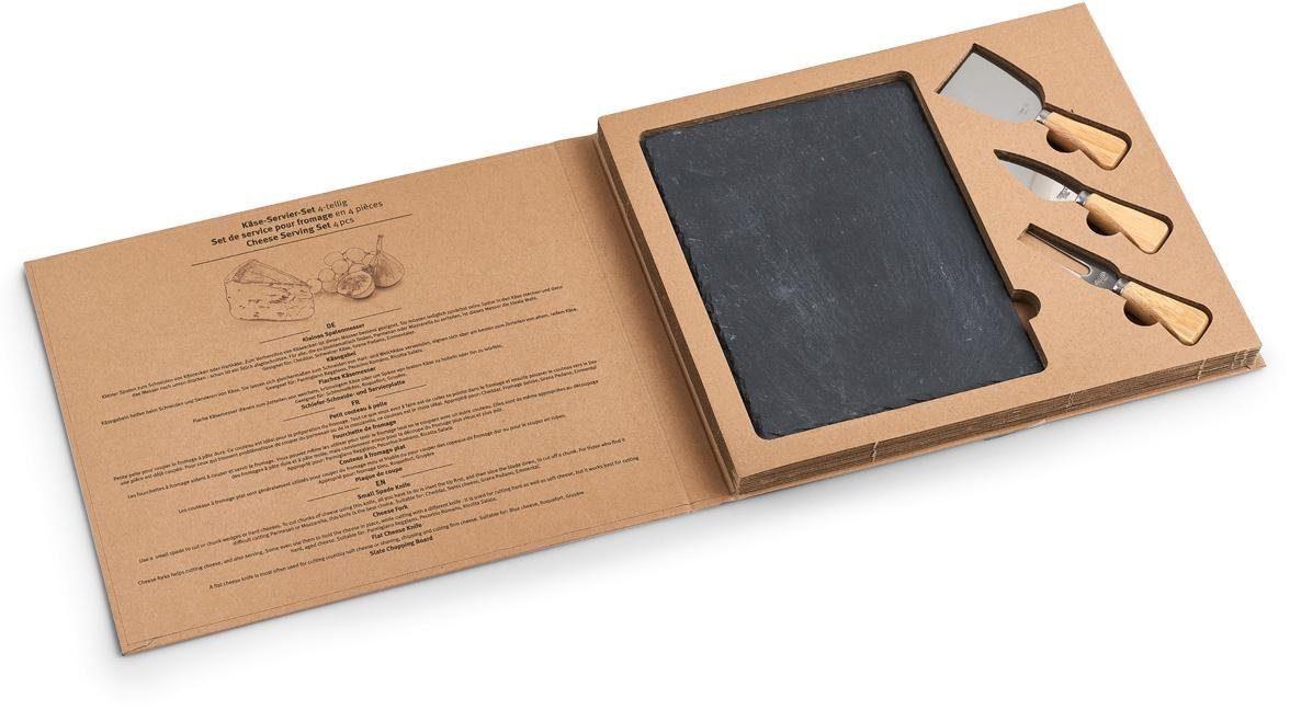 Zeller Present Käsebrett, Massivholz, (Set), vierteilig in Geschenkbox