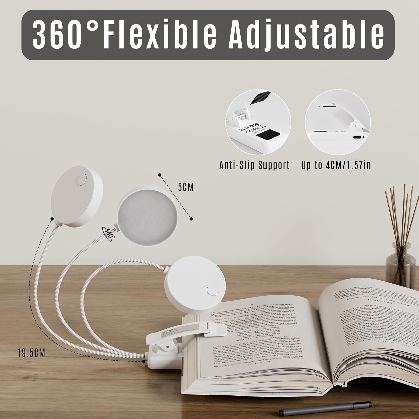LQWELL LED Leselampe Leselampe Buch Klemme günstig online kaufen