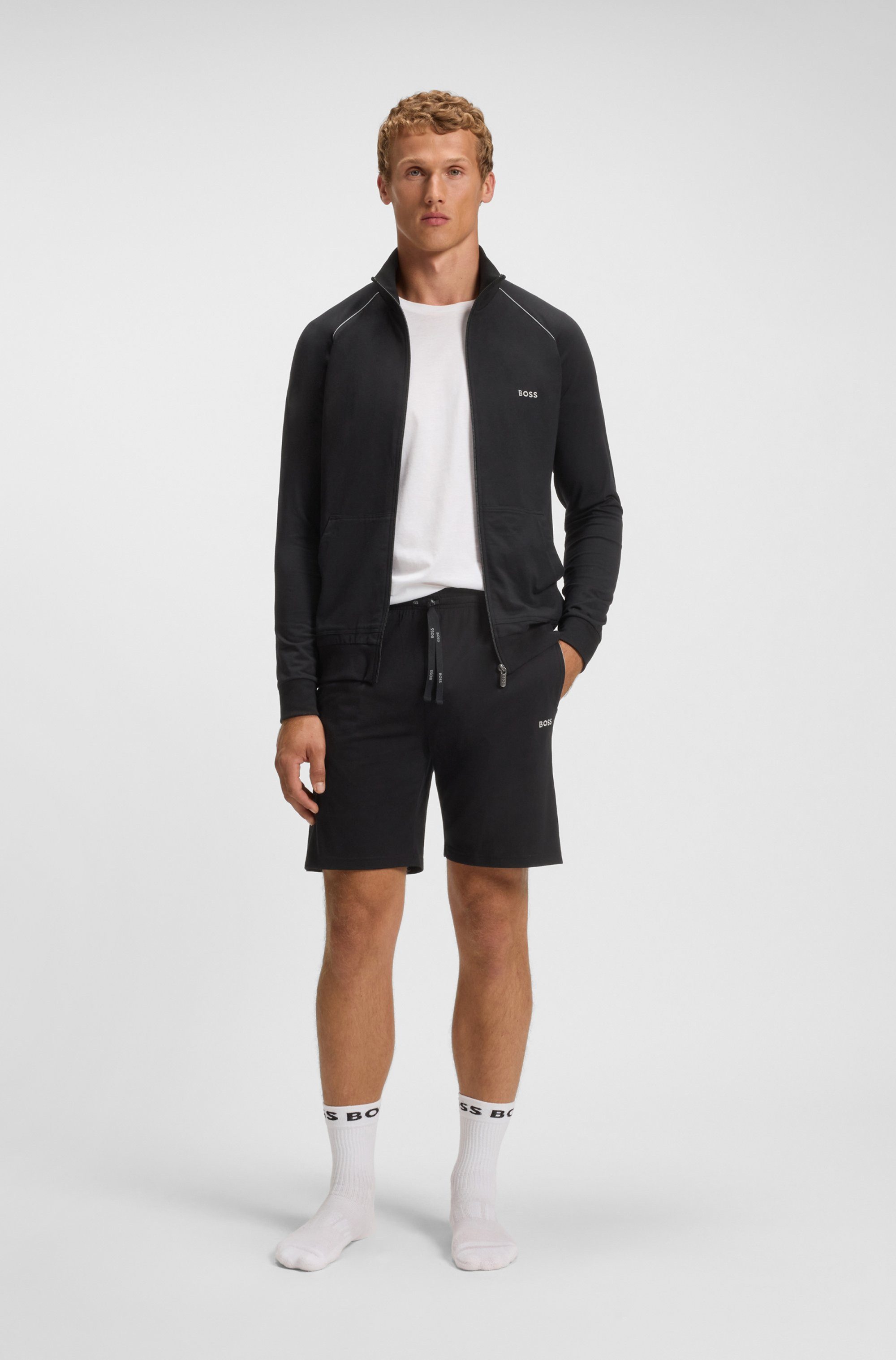 BOSS Sweatjacke Mix&Match Jacket Z mit Kontrastnaht am Ärmel