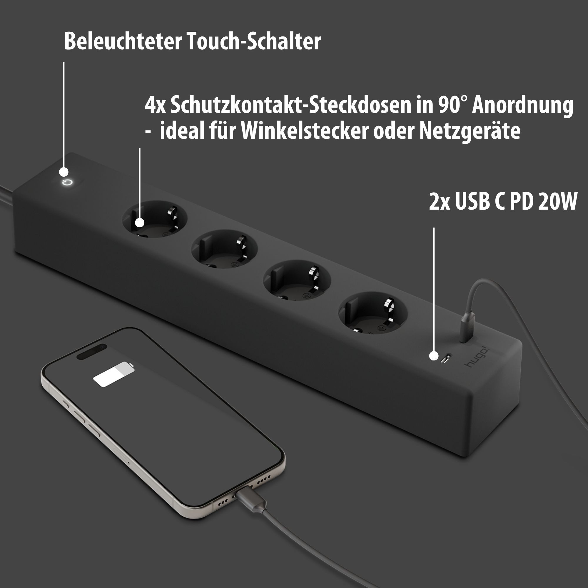 Brennenstuhl Steckdosenleiste 4-fach (Kabellänge 2 m) – Bild 3 von 5