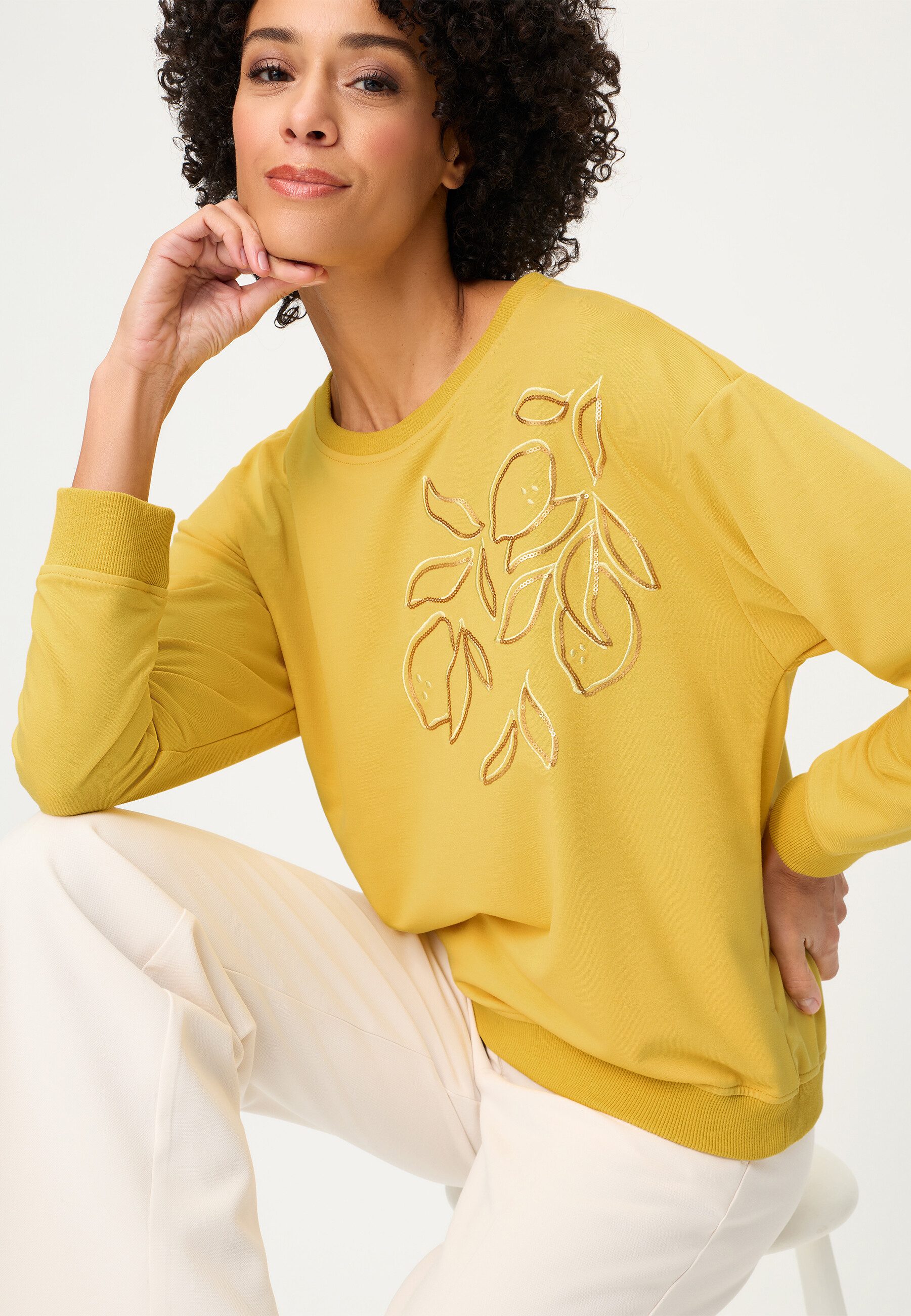 Olsen Sweatshirt Sweatshirt mit platziertem Dessin