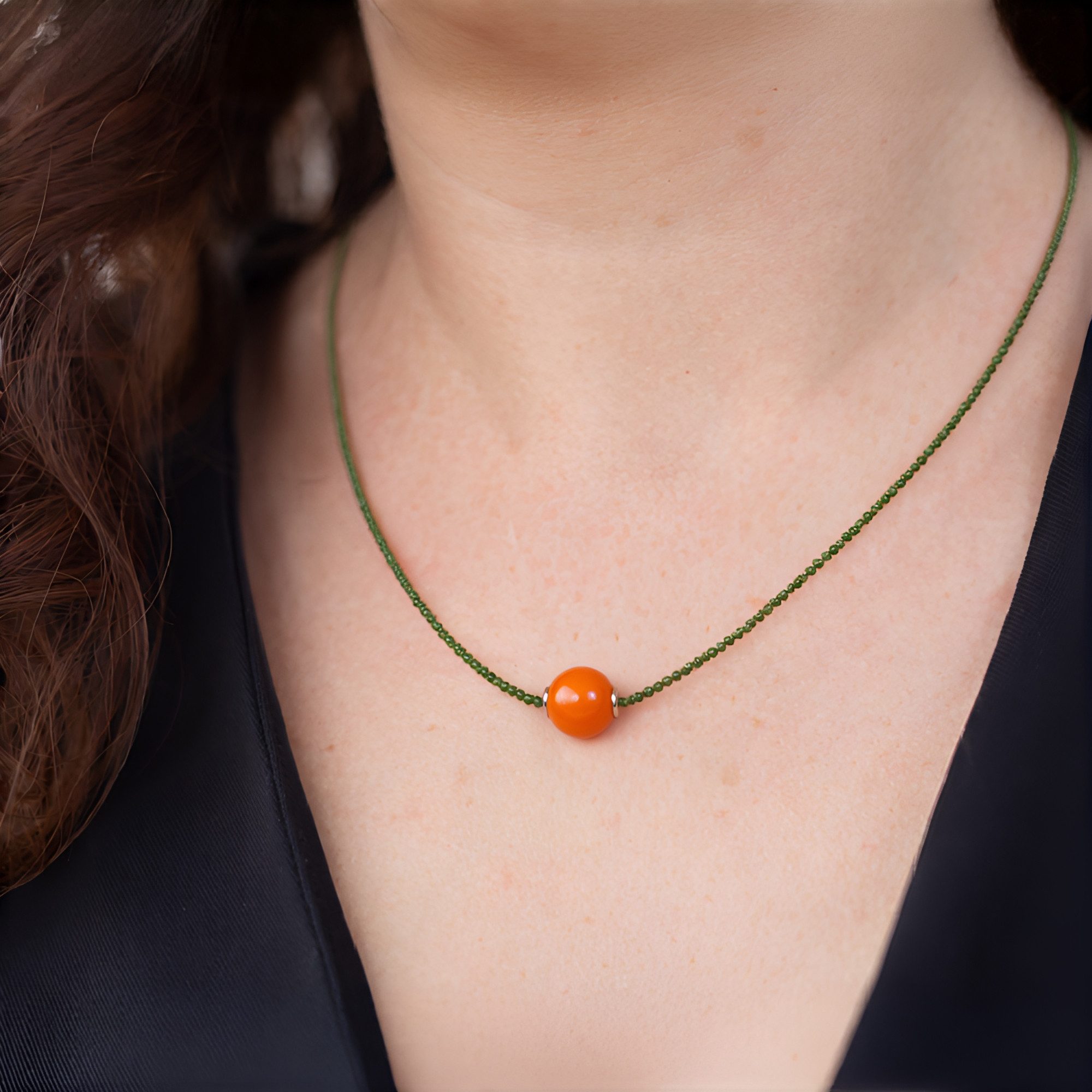 Cavill Silberkette Cavill Sterling Silber Kette 9,5 ct Karneol & 24 ct Neph günstig online kaufen