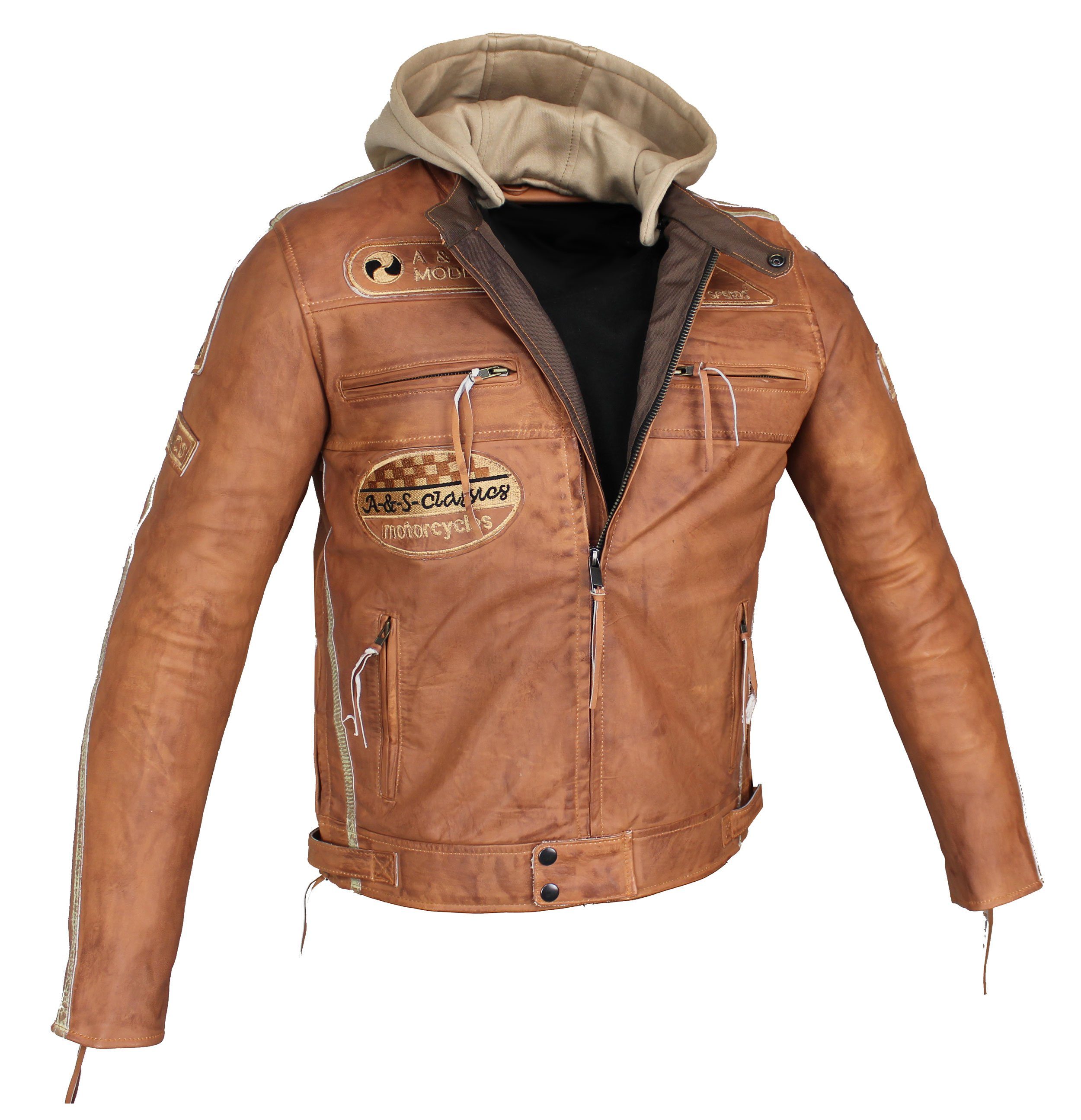 Alpha Speeds Motorradjacke Herren Leder Jacke Biker Freizeit Highway Jacke günstig online kaufen