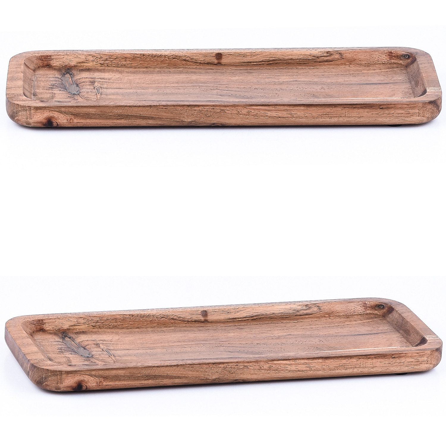 Marrakesch Orient & Mediterran Interior Dekotablett Set da 2 vassoi da portata in legno di acacia Anea 28x11 cm (2 St), Handarbeit