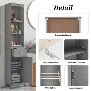 XDeer Badezimmerspiegelschrank Badezimmerschrank, Badschrank, Badezimmermöbel mit Einer Schublade Schublade, verstellbare Ablagen, offenes Fach, 34 x 24 x 170 cm