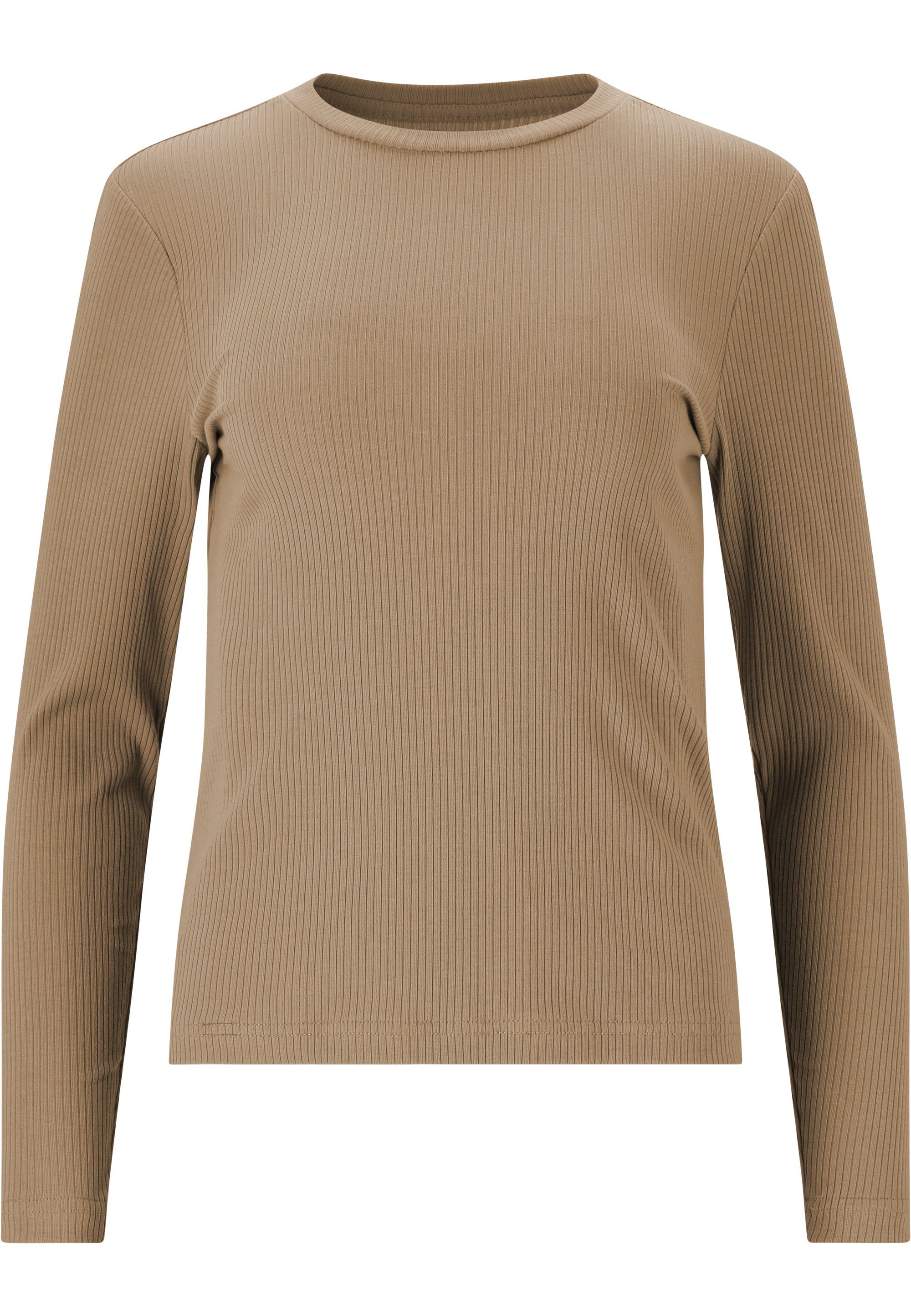 Eigenschaften Lankae feuchtigkeitsregulierenden Langarmshirt mit und 4-Wege-Stretch hellbraun (1-tlg) ATHLECIA