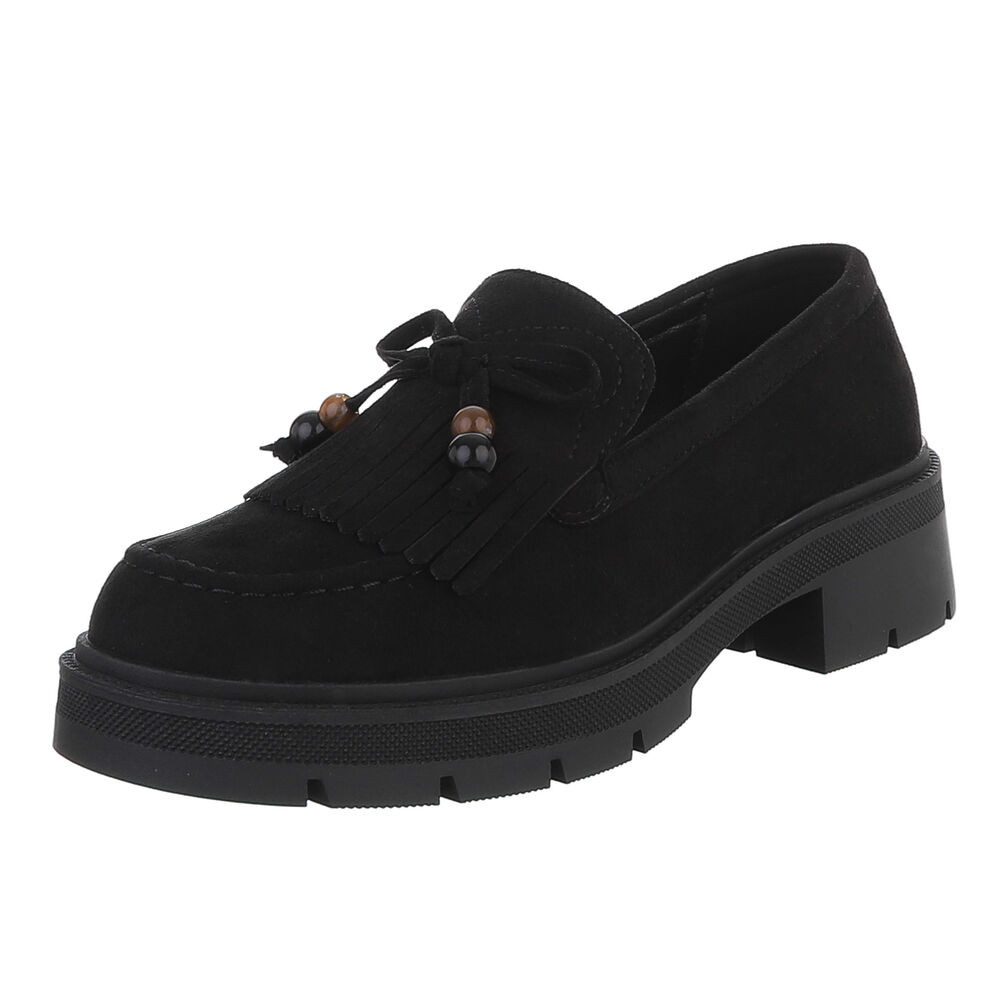 Ital-Design Elegante Damen Mokassin mit Fransen und Details Slipper (911545 günstig online kaufen
