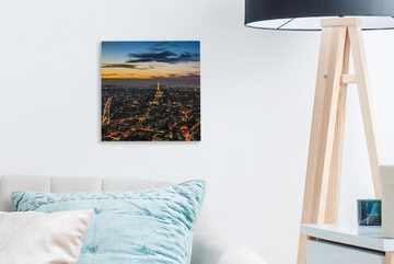 OneMillionCanvasses® Leinwandbild Paris bei Nacht beleuchtet, (1 St), Leinwand Bilder für Wohnzimmer Schlafzimmer