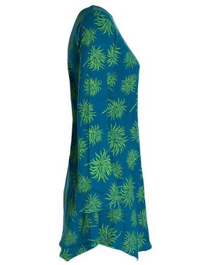 Vishes Tunikakleid Vishes - Langarm Damen Blumen-Tunika Shirt-Kleid Glockenärmel Baumwoll Hippie, Boho, Goa Style