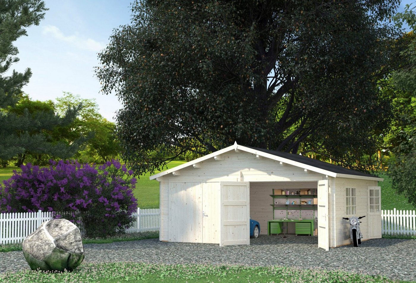Thumbnail - Palmako Garage Roger, BxTxH: 629x565x310 cm, mit Holztor, naturbelassen