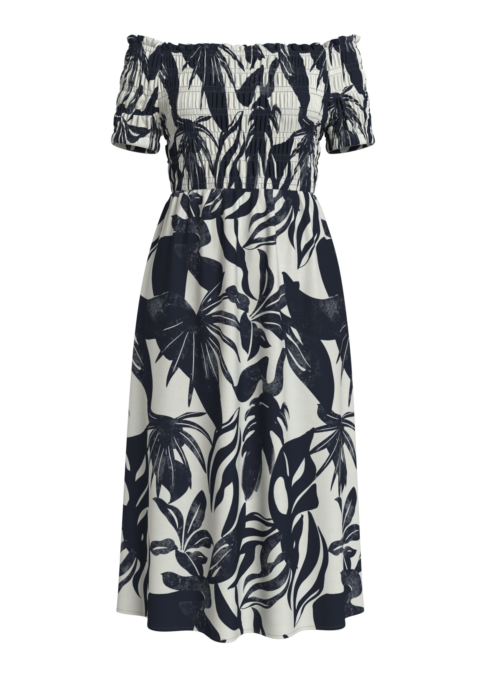 Vila Shirtkleid Blumenmuster, elastische Taille, Off-Shoulder Design (extra günstig online kaufen