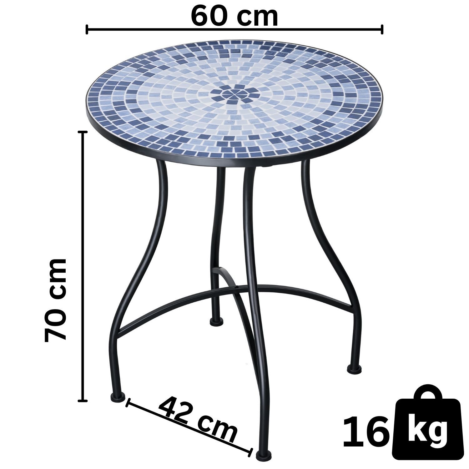 Mosaik-Meister Gartentisch Mosaik Gartentisch Metall 60 cm Mosaiktisch Balk günstig online kaufen