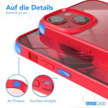 EAZY CASE Handyhülle Bumper Case für Apple iPhone 13 Mini / 12 Mini 5,4 Zoll, Hülle Transparent Backcover kratzfest Slim Cover Durchsichtig Rot